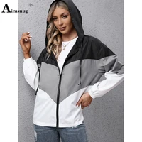 women patchwork jackets fashion zipper retro outerwear hoodie top streetwear 2021 autumn lightweight jacket femme clothing 2021