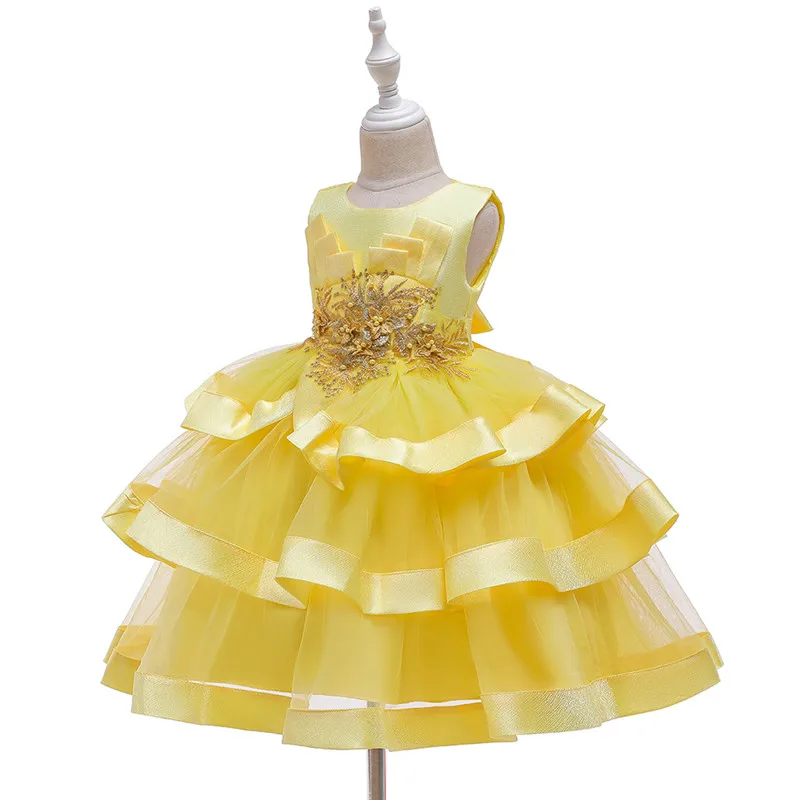 Flower Girls Dresses for Birthday Party Clothes Lace Pageant Baby Girls Sleeveless Princess Wedding Children Prom Gowns