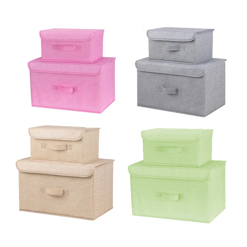 

Тканевый складной ящик для хранения, складные корзины, органайзер для игрушек с крышками и ручками, корзина для хранения белья S5S527N22
