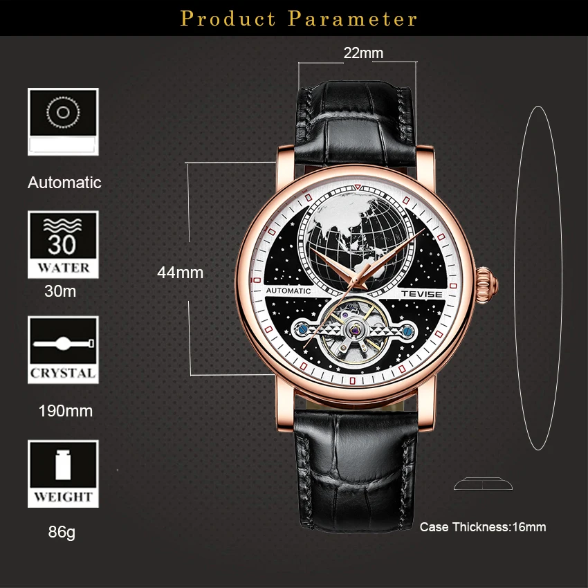 TEVISE Лучшие Брендовые Новые Роскошные Автоматические Часы Мужские Деловые
