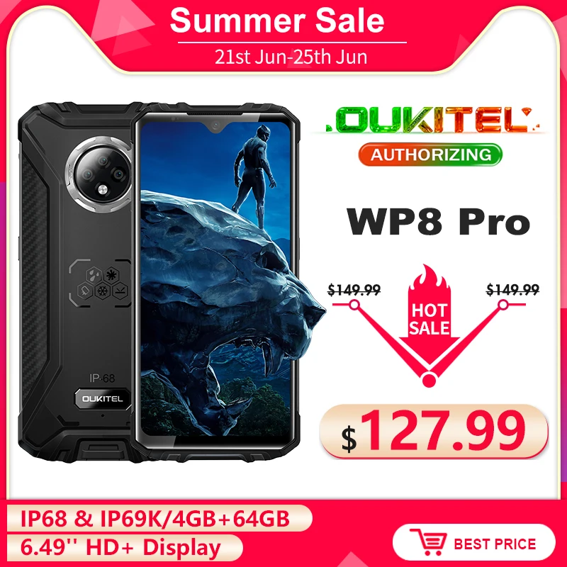 OUKITEL WP8 Pro IP68 водонепроницаемый мобильный телефон NFC 6 49 ''HD + дисплей 4 Гб 64 MT6762D