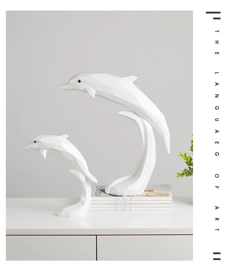 

[HHT] Nordic Simple Dolphin Desktop Ornaments Geometric Resin Animal Model Living Room TV Cabinet Porch Home Decoration Gift