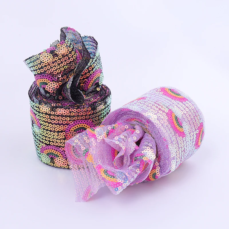 

Радужная Тюлевая ткань с блестками, 38 мм, 5 метров