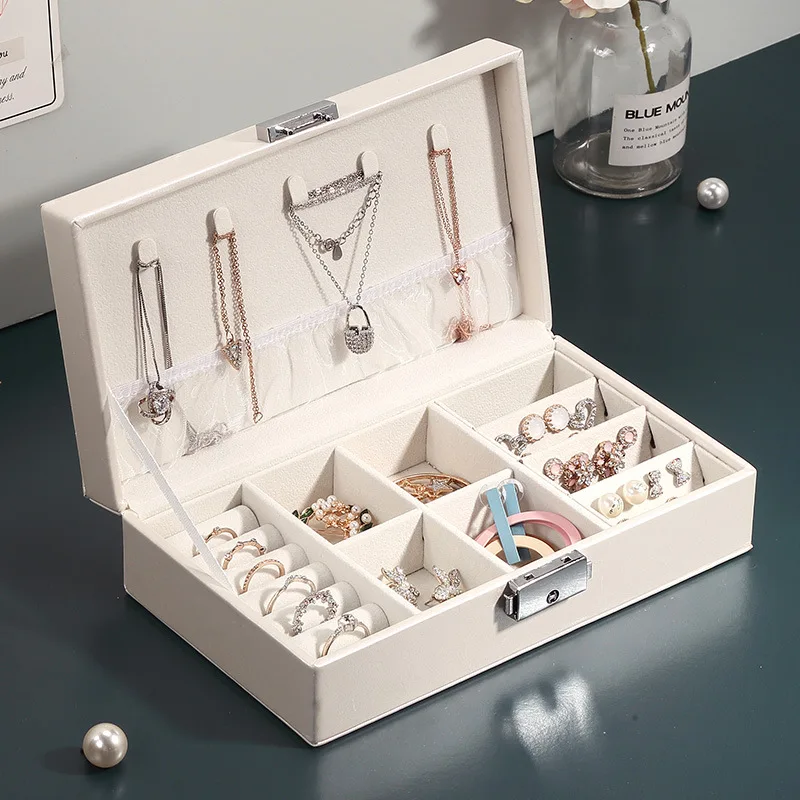

Jewelry box Korean version of simple INS blant hair earrings jewelry storage box trumpet large capacity travel jewelry