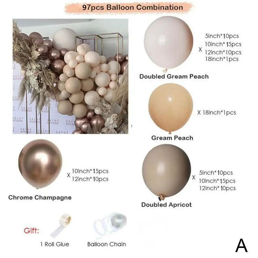 

97/167pcs Champagne Balloons Garland Latex Balloon Set Party Decor Supplies Decoration Birthday Wedding Party Q4J2