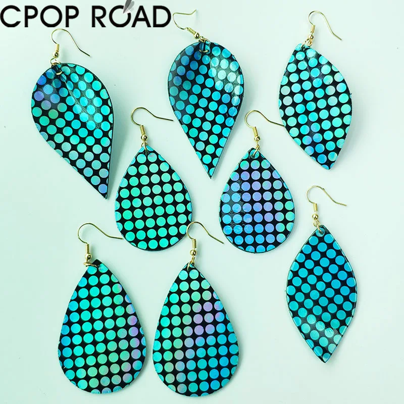 

Cpop Litchi Simple Personality Glitter PU Leather Earring Women Fashion Jewelry Leaf Earring Accessories Gift Hot Sale Wholesale