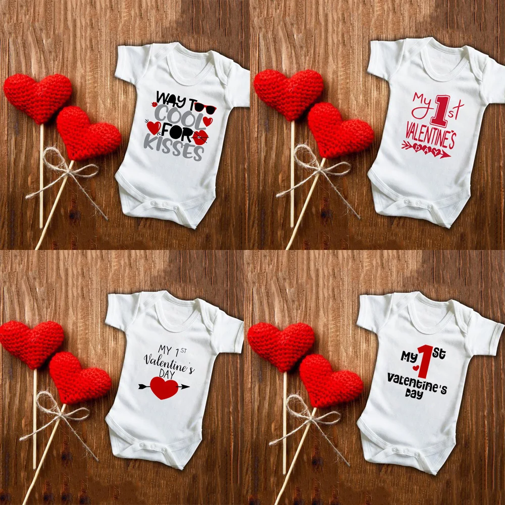 Bodys para fiestas de beb&eacute;s y primer d&iacute;a de San Valent&iacute;n, monos para beb&eacute;s, regalos de vacaciones, mono lindo para ni&ntilde;os peque&ntilde;os, informal, primer San Valent&iacute;n-0