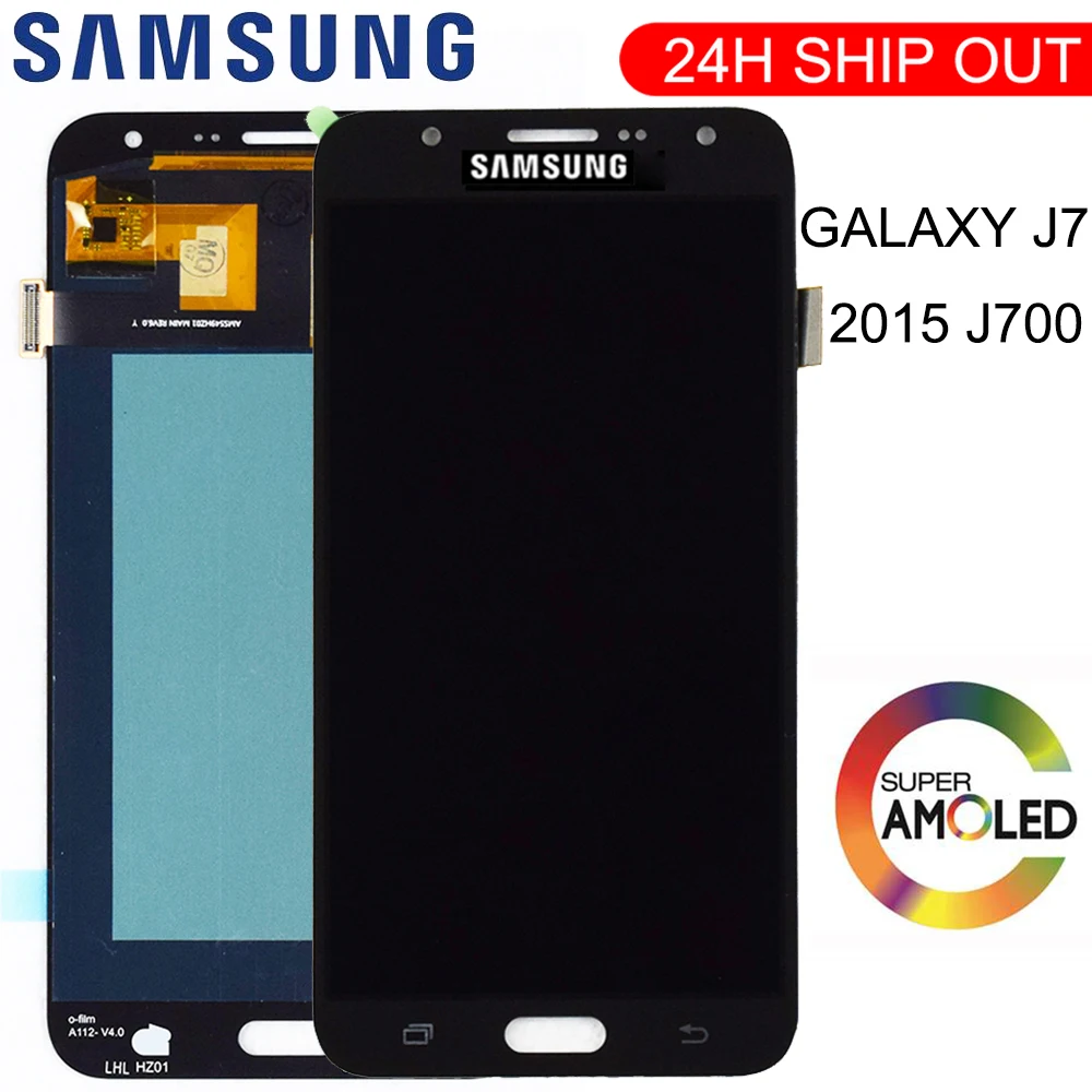 Оригинальный Super AMOLED ЖК экран 5 дюйма для SAMSUNG Galaxy J7 2015 сенсорный J700 J700F J700M