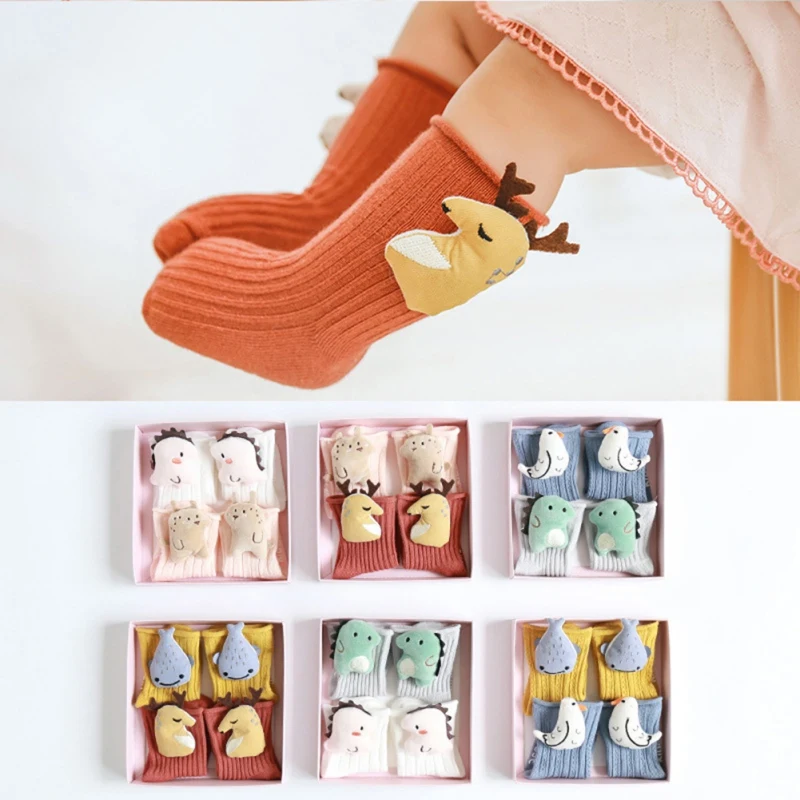 

2 пары, детские вязаные носки с двойными иглами