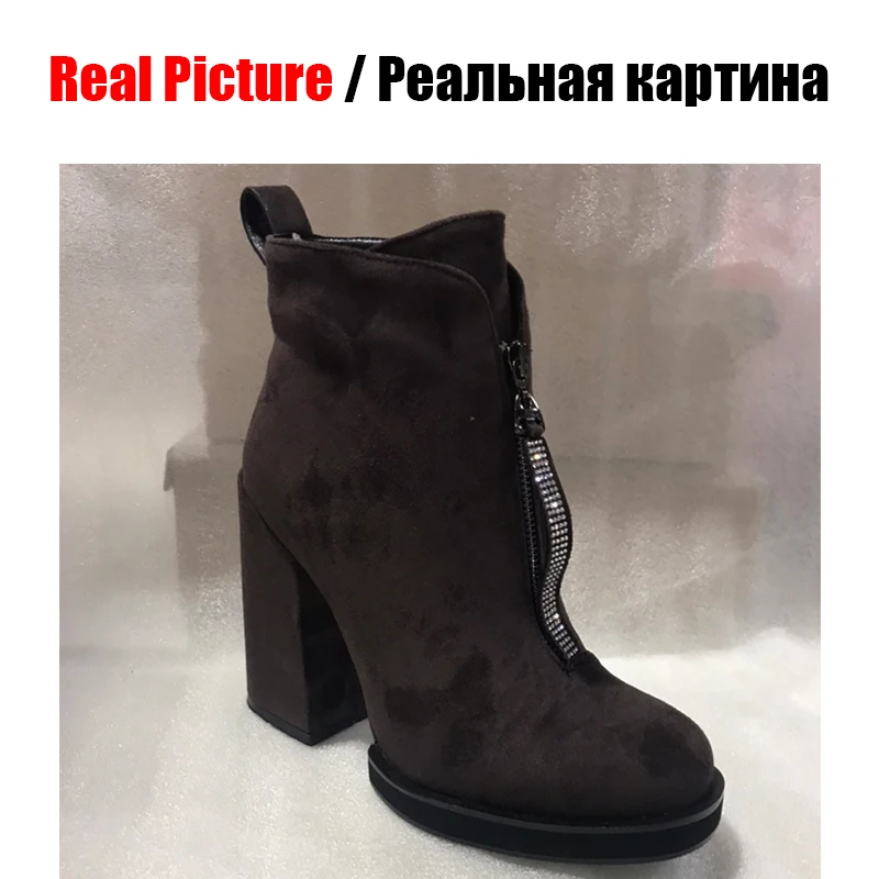 SARAIRIS/Новинка, большие размеры 35-41, фирменный дизайн, ботильоны на молнии для офиса, женские ботильоны на платформе, женская обувь на высоком каблуке из органической кожи