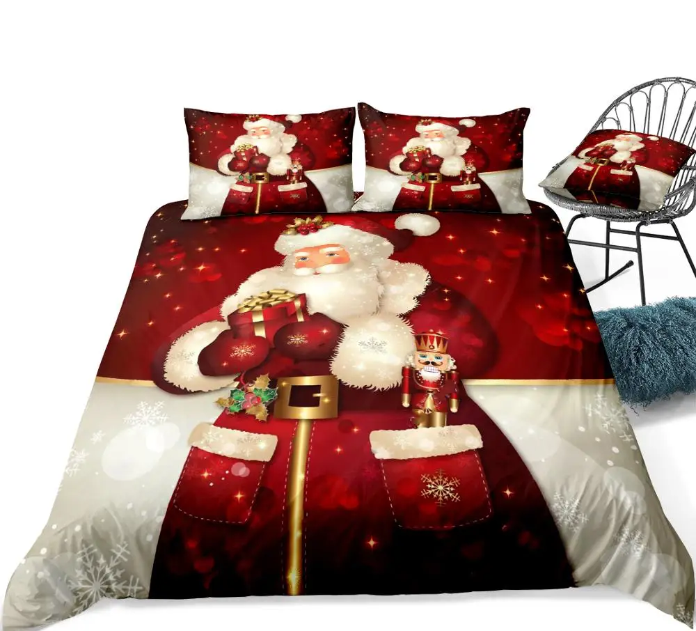 Christmas Duvet Cover Set Cartoon Santa Claus Bedding Kids Boys Girls Red Festival Quilt Queen 3PCS Home Textiles Dropship | Дом и сад