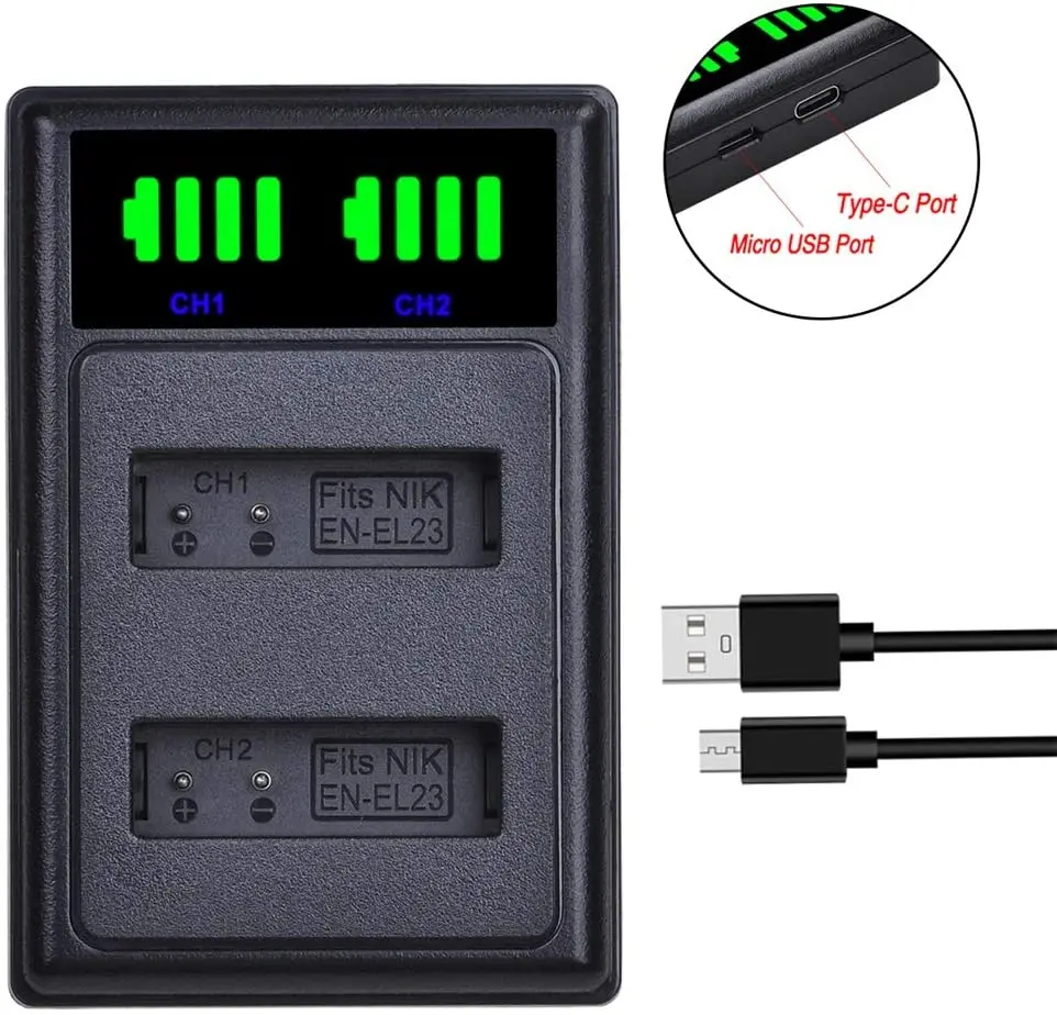 EN-EL23 сменная батарея/EN-EL23 светодиодный USB двойное зарядное устройство для Nikon Coolpix
