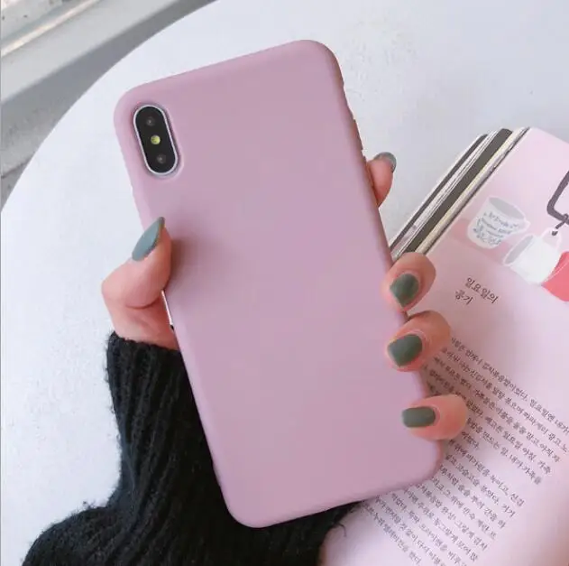 Pink Для iPhone 11 Pro Max X XS Max XR чехол Macaron Plain для iPhone 8 7 6 6s Plus Мягкий чехол для телефона TPU задняя крышка против падения Funda - Цвет: Pink