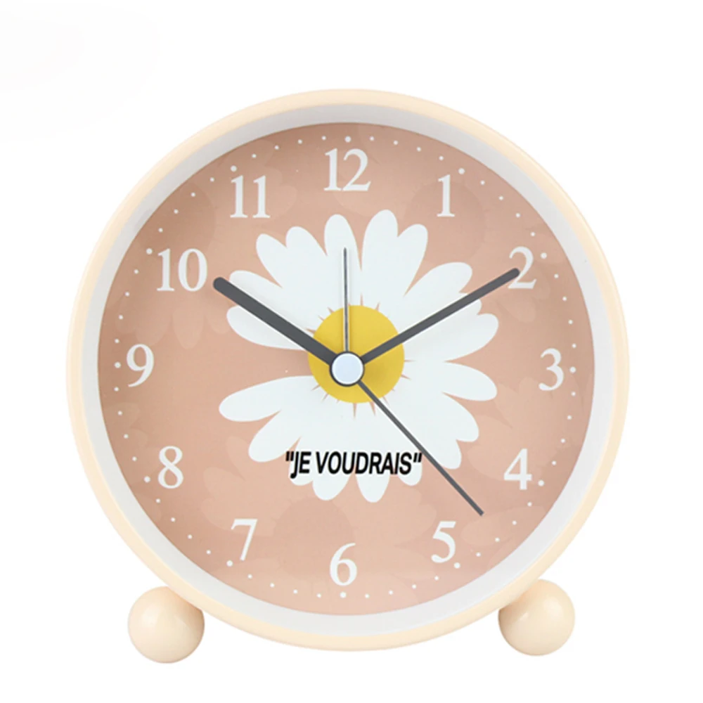 Современные популярные часы будильник модные круглые с цветами для детей
