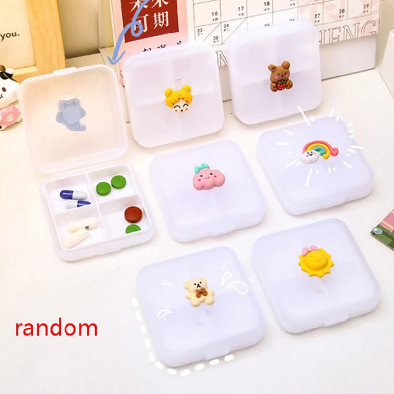 

1 Pc Mini Pill Case Medicine Boxes 4 Grids Portable Travel Home Medical Drug Tablet Empty Container Home Holder Case Health Care