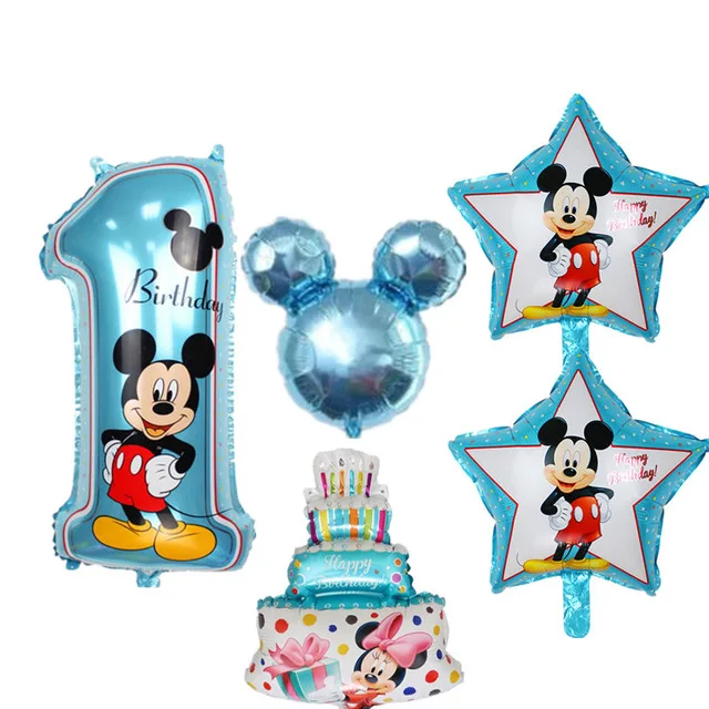 5pcs blue balloon 112 см Микки Минни Маус мультяшный воздушный шар из фольги на день рождения шар на день рождения украшения для вечеринки Подарки для детей - Цвет: 5pcs blue balloon