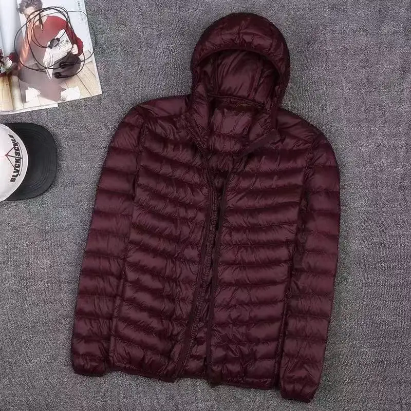 Мужской Ультра тонкий пуховик повседневный большого размера с воротником