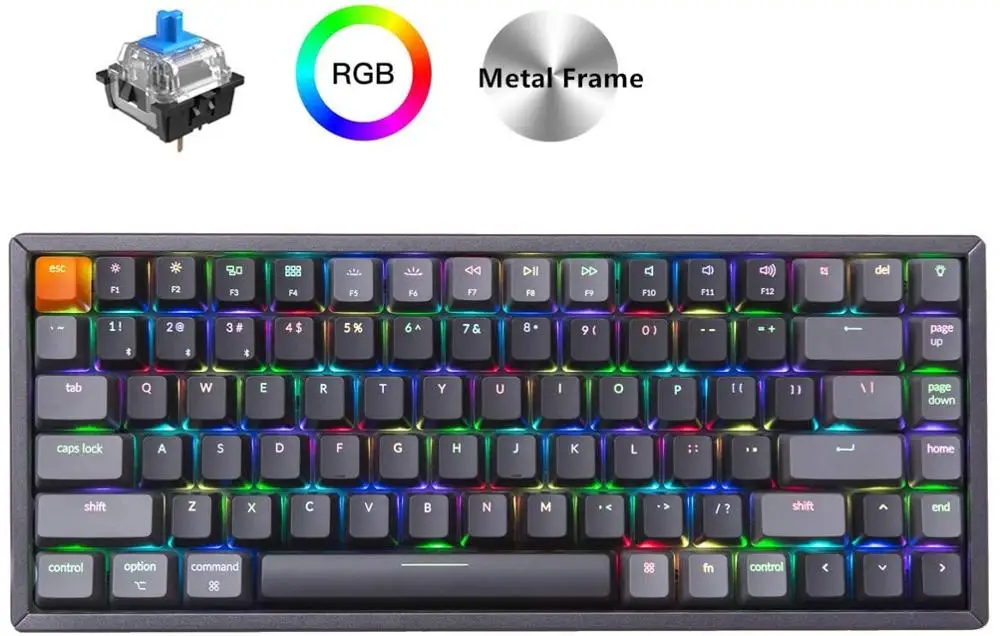 

Беспроводная механическая клавиатура с Bluetooth Keychron K2 C V2, USB, в алюминиевой рамке, компактная, 84 клавиши, RGB подсветка, N-Key Rollover