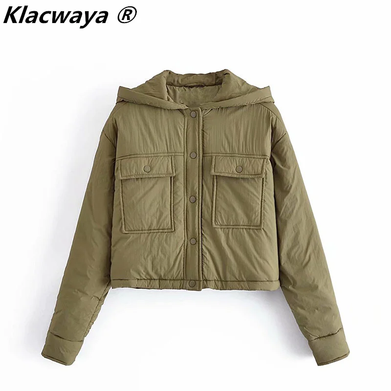 

Куртка женская зимняя хлопковая с капюшоном, длинным рукавом и карманами, 2021