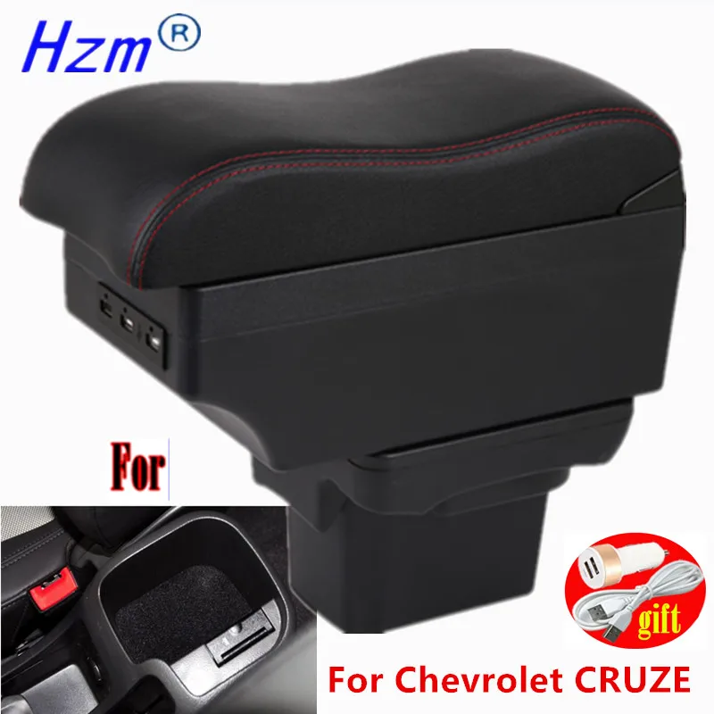 Автомобильный ящик для хранения с USB LED и подлокотником для Chevrolet CRUZE (аксессуары для интерьера).