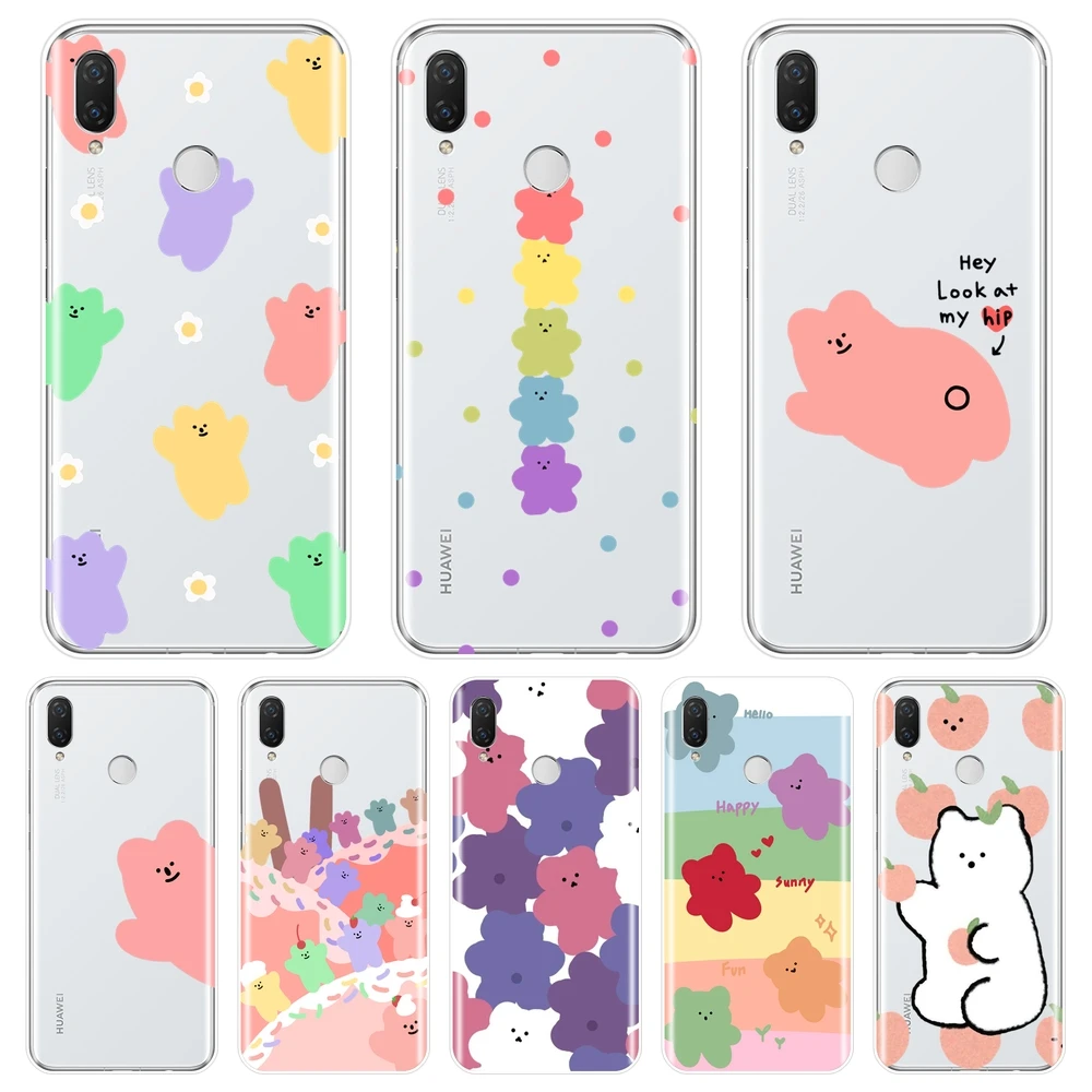 ТПУ задняя крышка для Huawei Nova 3 3I 3E 2i 2 Lite Plus карамельный Медведь Kawaii мягкий