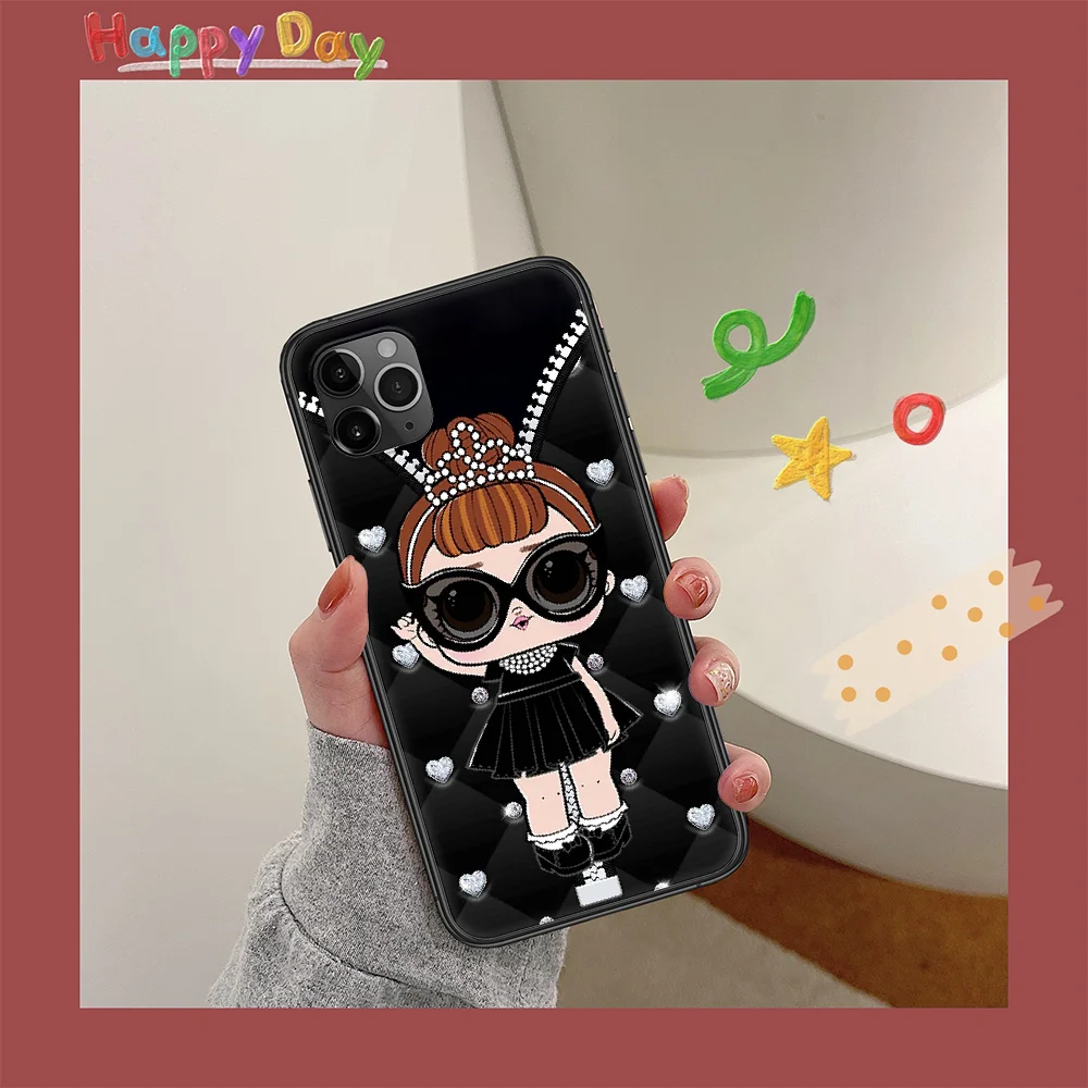 

LOL Cartoon Cute Doll Girls Phone Case For Iphone 11 12 Mini PRO XR X XS MAX 6 6s 7 8 Plus 4 5 5s SE 2020 black Prime Painting