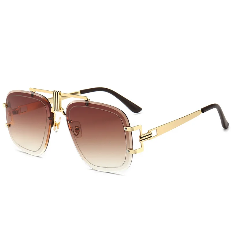 

New Fashion Men Cool Rimless Style Gradient Sunglasses Unique Step Down Lens Brand Design Sun Glasses Oculos De Sol