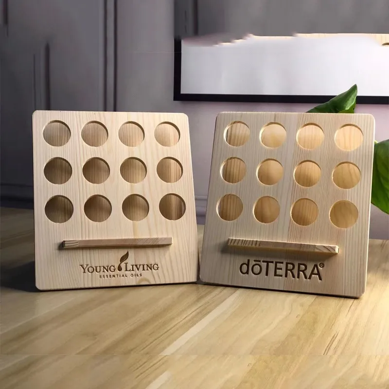 12 holes wooden essential oil bottle display rack for doterra young living perfume 15ml bottles holder storage shelf organizers free global shipping