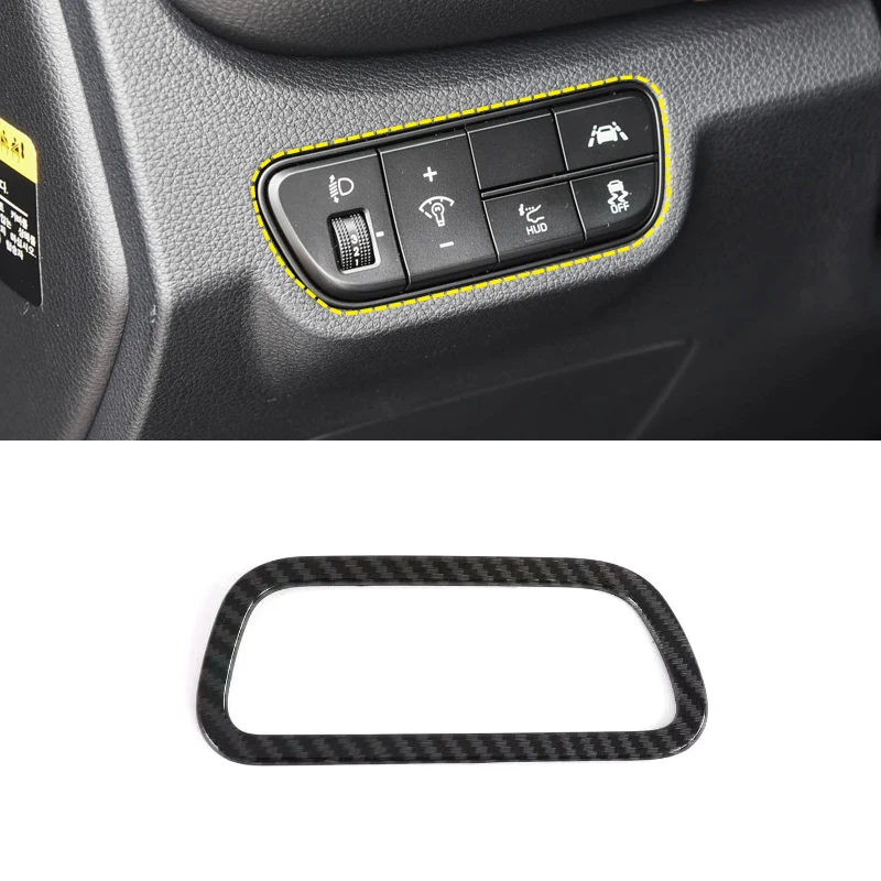 

For Kia Seltos 2019 2020 1PC Carbon Fiber ABS Car Interior Headlight Adjustment Button Cover Trim Molding Car Styling