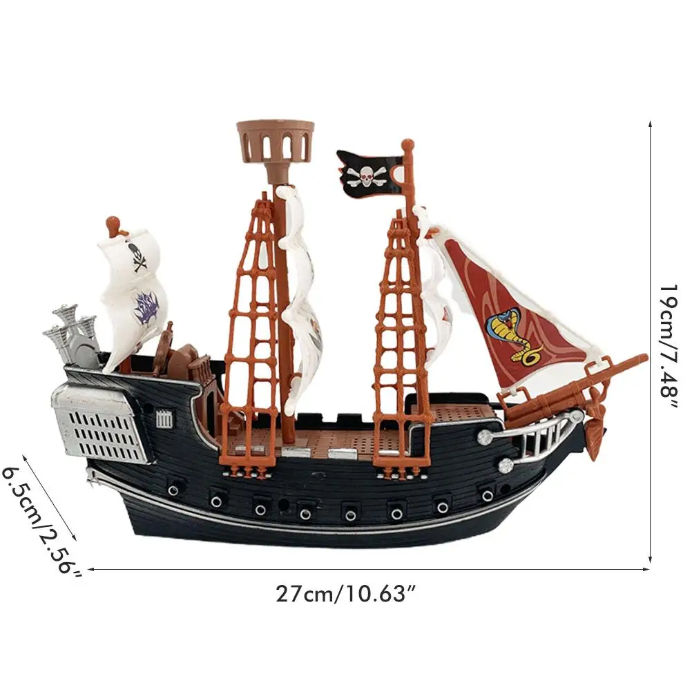 Juguete de Barco Pirata para ni&ntilde;os, adornos de decoraci&oacute;n del hogar, modelo de Barco Pirata duradero de seguridad para ni&ntilde;os-5