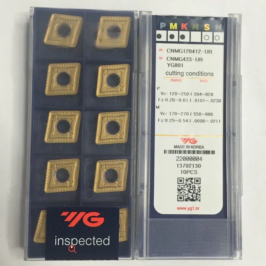 

CNMG120404-UF YG801 / CNMG120408-UG YG801 / CNMG120412-UR YG801 CNMG431 CNMG432 CNMG433 CNC carbide inserts 10PCS/BOX