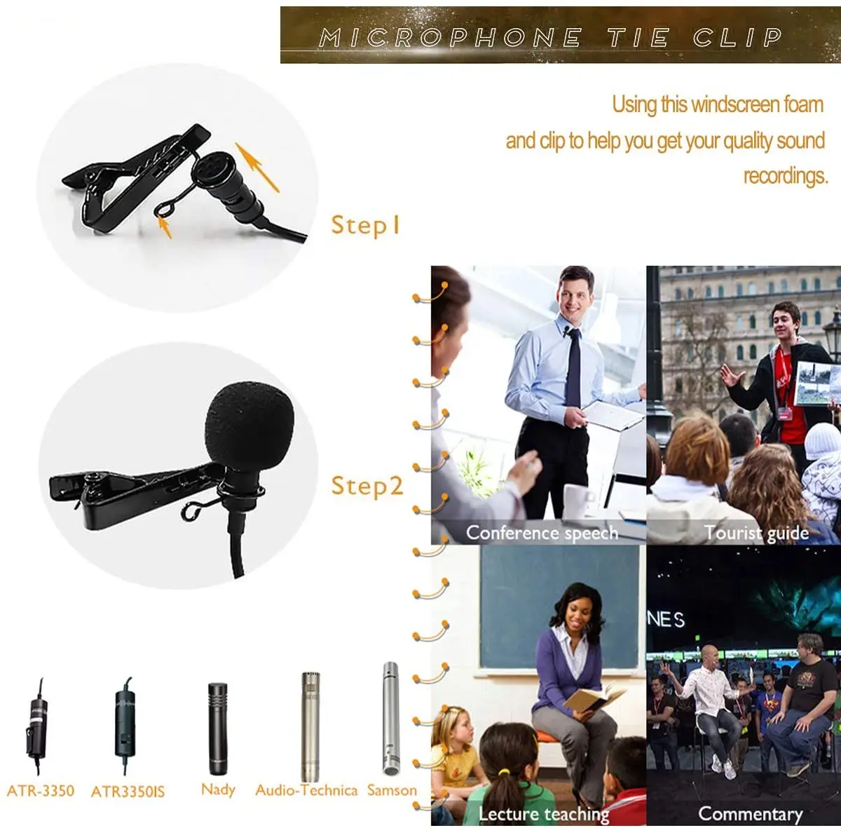 

10 Lavalier Microphone Clip 10 Microphone Cover 5/16" Lavalier Mic Clip with Windscreen Foam Lapel Headset Microphone Compatible