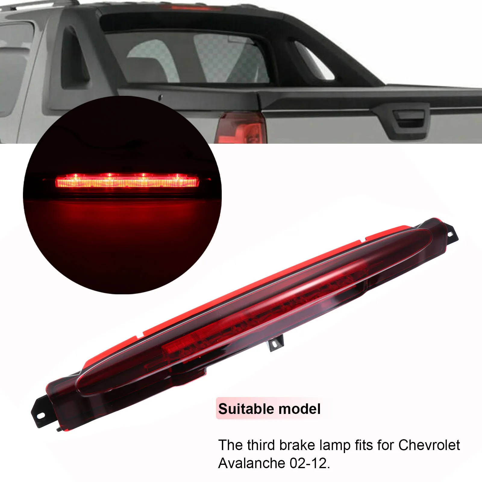 

LED Third Brake Light for Chevrolet Avalanche 02-12 High Mount Additional Brake Light Easy to Install High Brightness Red