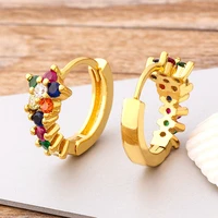 hot sale micro pave copper zircon rainbow stud earrings fashion design for women girls romantic wedding party jewelry gift