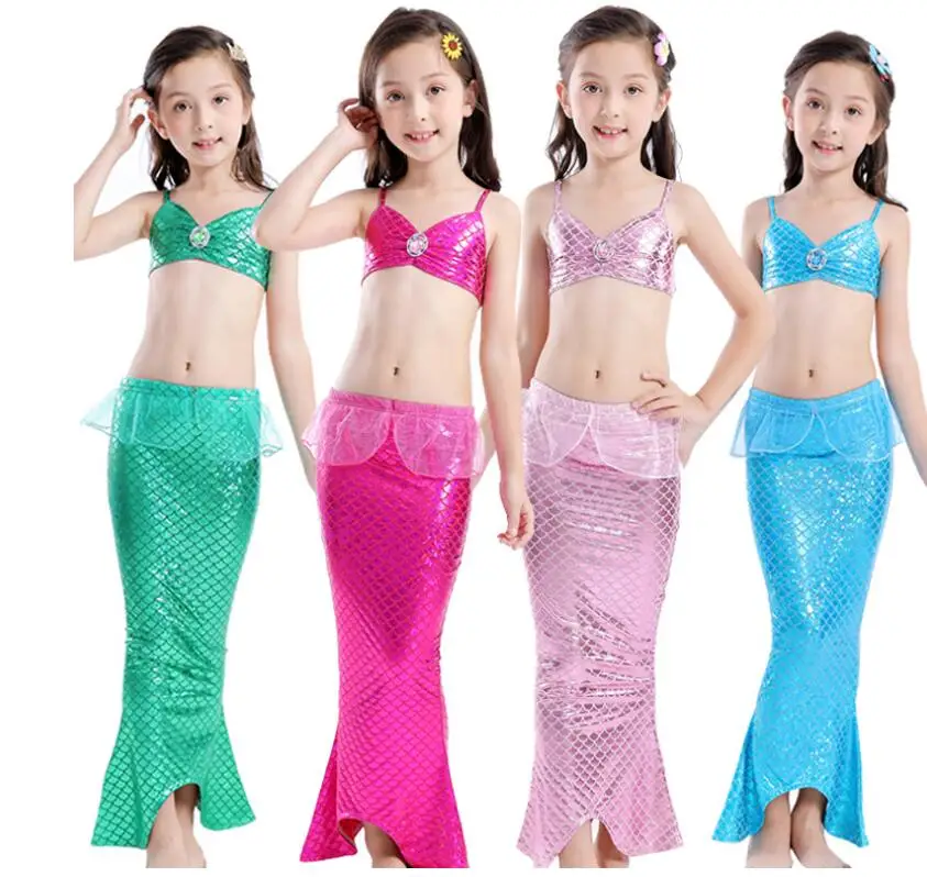 Комплект бикини из 3 предметов для девочек купальник с хвостом Русалочки