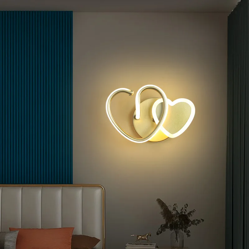 

Nordic Modern Iron Love Black Wall Lamp LED Creative Personality Bar Cafe Children Room Living Room Decorative Light