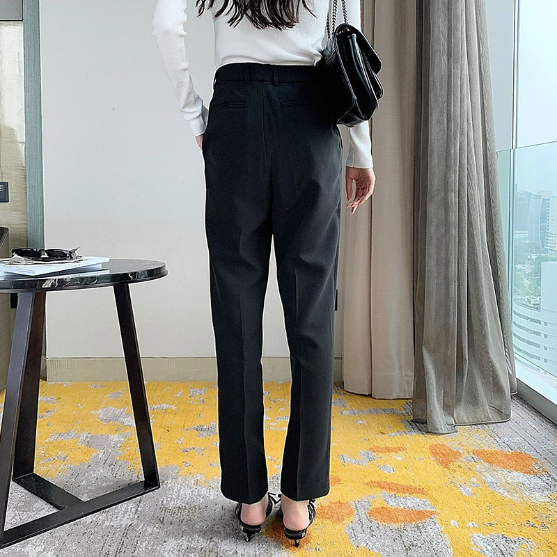 

CHICEVER Korean Casual Autumn Pleated Trousers For Women High Waist Ankle Length Harem Pants Female Fashion 2020 Clothing