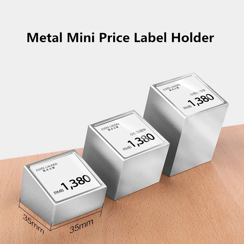 

Mini Small Metal Price Label Paper Card Tags For Jewelry Watch Acrylic Sign Holder Display Case Stand