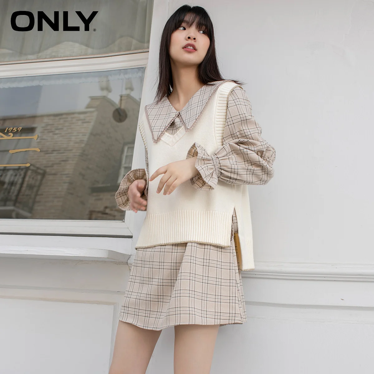 

ONLY winter new college style short knitted vest two-piece dress women | 121107028