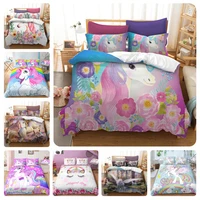 cartoon unicorn bedding set cute duvet cover set for kids children quilt cover set queen king size