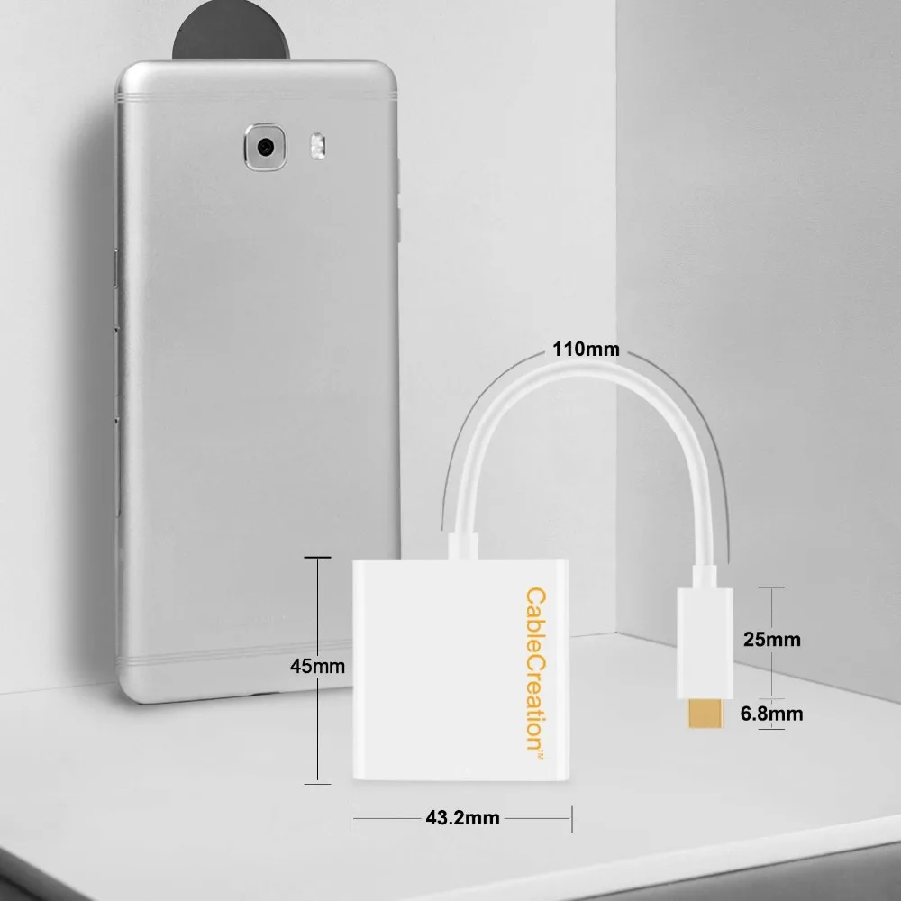 USB-C к DVI адаптер типа C совместим с Thunderbolt 3 (режим DP Alt) MacBook 2016 12 дюймов/Chromebook Pixel/De |