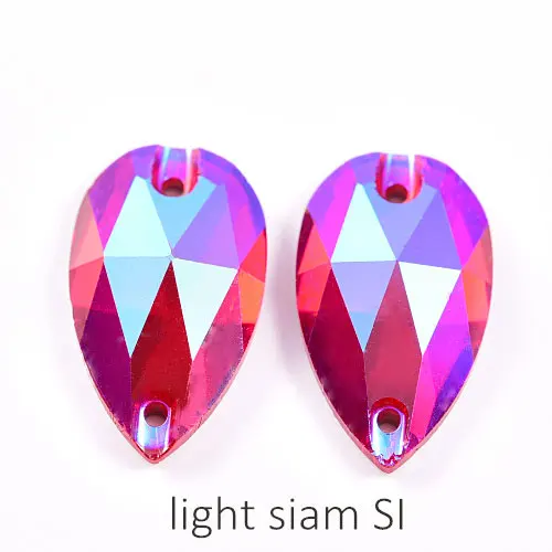 Light Siam PS 11x18 мм Красочные 24 цвета лучшее качество пришить стразы каплевидной формы бутик стекло Flatback пришить декоративные камни для одежды F0051 - Цвет: Light Siam PS
