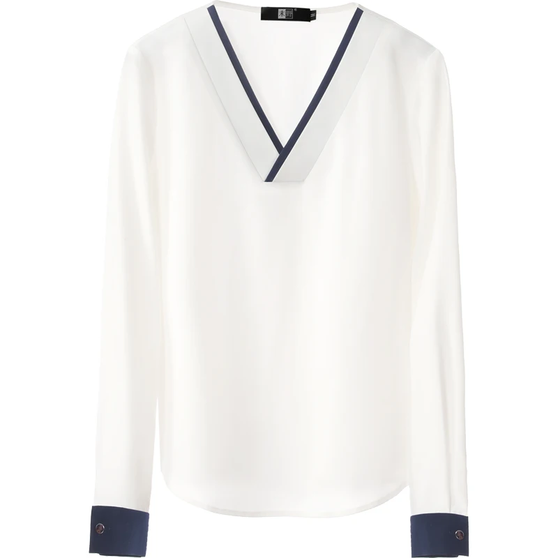 

Chiffon Shirt Women Long Sleeve Spring and Autumn New V-neck Trendy Mid-Length Leisure Top Plus-sized Long Chiffon Shirt