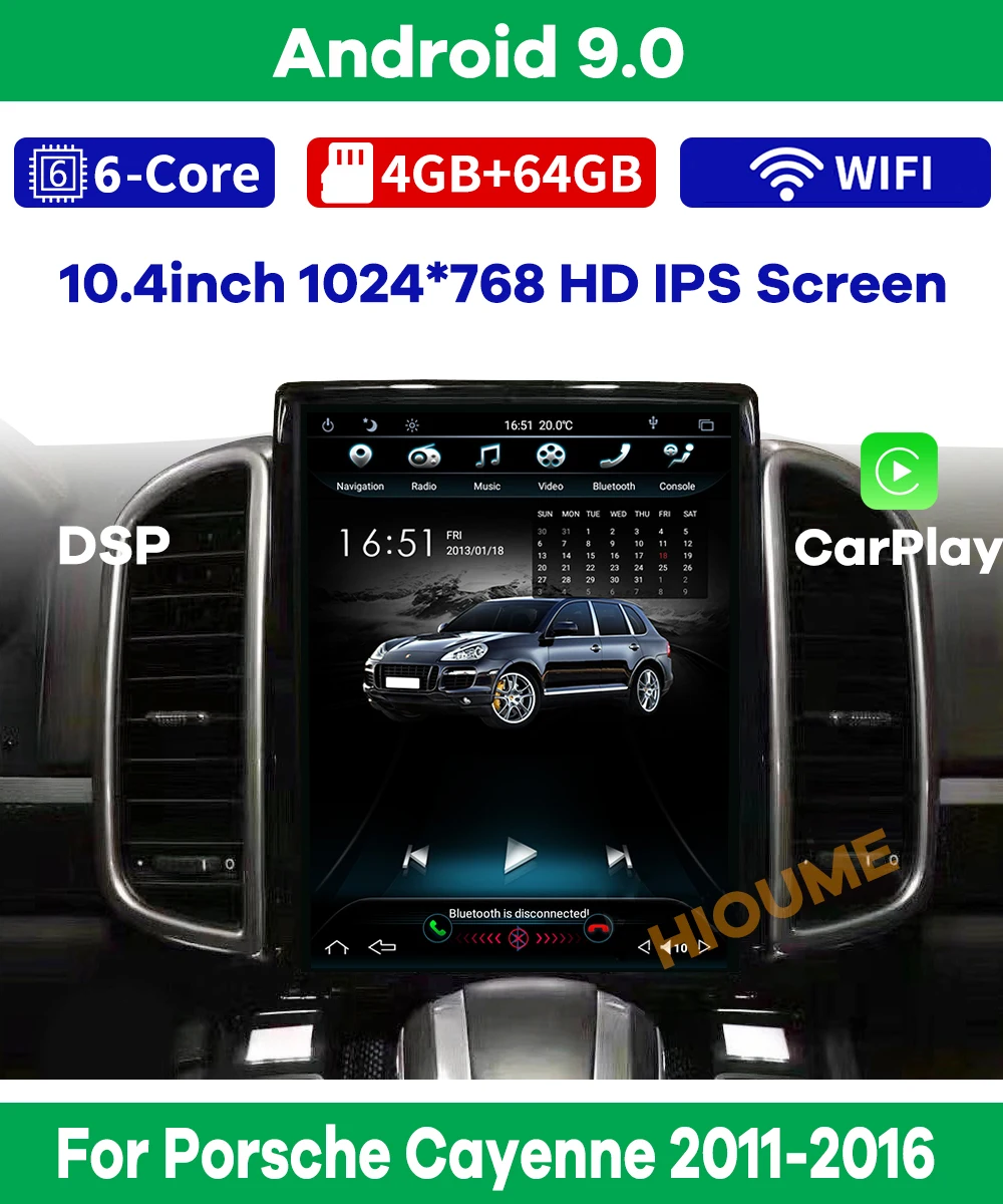 10 4 'ƌ Core Android 9 0 Verticial Экран автомобиль радио навигации для Porsche Cayenne 2011 2016 GPS