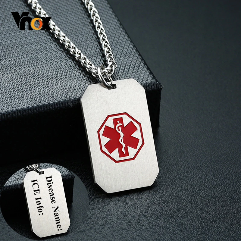 Vnox Бесплатная гравировка на заказ медицинское оповещение ID ожерелья для женщин