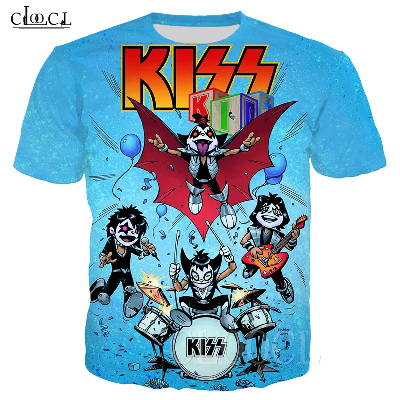 Рок группы &quotKISS&quot аниме футболка 3D принтом летняя с короткими рукавами свитшот