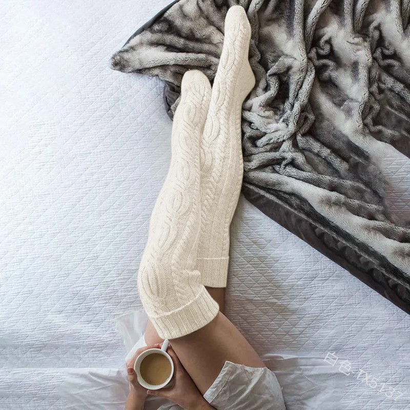 

WEPBEL Fashion Women Sweaters Stockings Pure Color Warm Keeping Stockings Autumn Female Solid Color Knitted Stocking