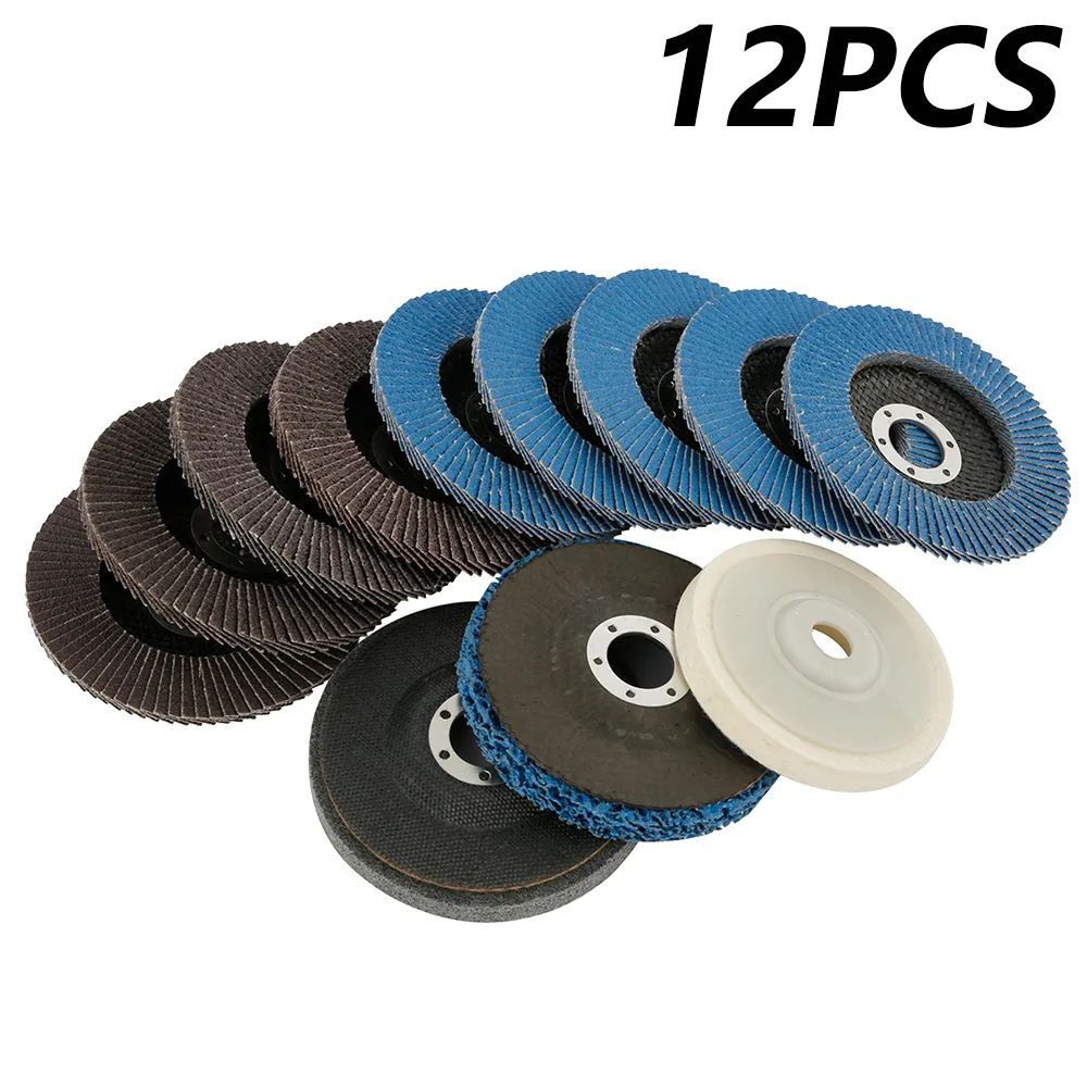 

12pcs Professional Flap Discs 4.5 Inch Sanding Discs 40/60/80/120 Grit Grinding Wheels Blades for Angle Grinder Abrasive Tools