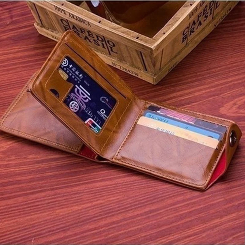 

Retro Men Business Wallets Short Pu Leather Coin Pocket Dollar Print Wallet Short Card Holder Hasp Vintage High Quality Brand