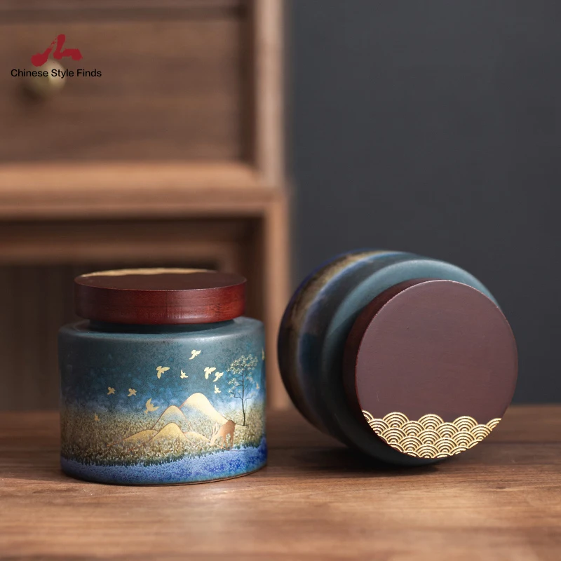 Чайный набор керамические чайные кадиды Черный винтажный чайный канистр Qingyun
